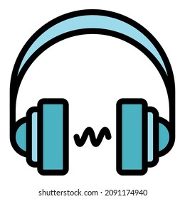 Headphones icon. Outline headphones vector icon color flat isolated