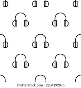 headphones icon pattern. Seamless headphones pattern on white background.