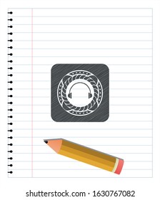 headphones icon pencil draw. Vector Illustration. Detailed.