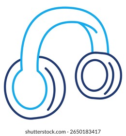 Headphones icon represented by 3d perspective Headphones icon Dual Line style.