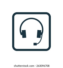 headphones icon Rounded squares button, on white background 