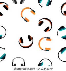 Headphones Icon Seamless Pattern Vector. Audio Stereo Headphones Icons. Volume Symbol. Listen Music. Acoustic Accessory. Illustration