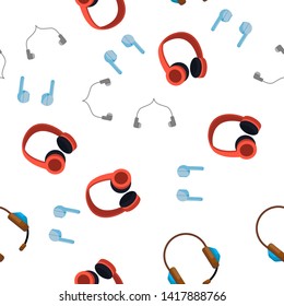 Headphones Icon Seamless Pattern Vector. Audio Stereo Headphones Icon. Volume Symbol. Listen Music. Acoustic Accessory Illustration