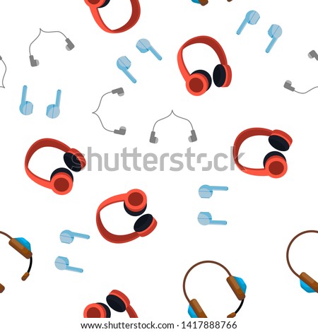 Headphones Icon Seamless Pattern Vector. Audio Stereo Headphones Icon. Volume Symbol. Listen Music. Acoustic Accessory Illustration