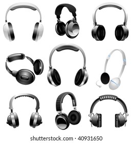 Headphones icon set