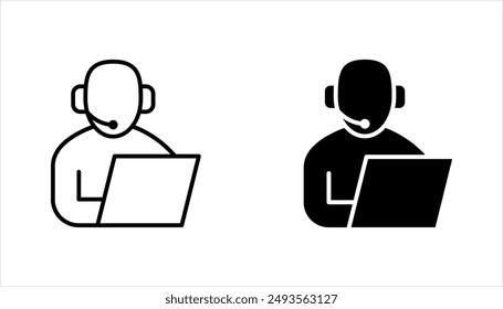 conjunto de iconos de auriculares. Asistencia al cliente Conjunto de iconos Ilustración vectorial sobre fondo blanco