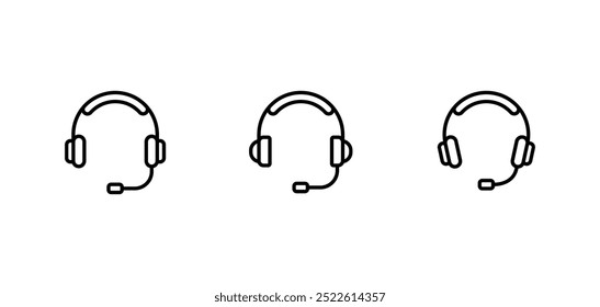 Conjunto de ícones de fones de ouvido. Vetor de símbolo de suporte ao cliente