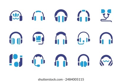 Headphones icon set. Duotone color. Vector illustration. Containing headphones, headset, musicheadphones, earphones, headphone.