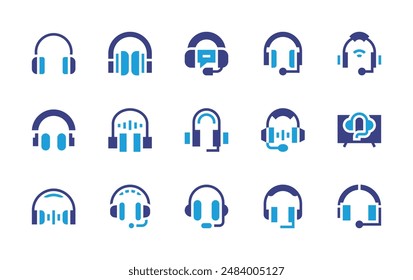 Headphones icon set. Duotone color. Vector illustration. Containing headphones, headphone, audio, music.