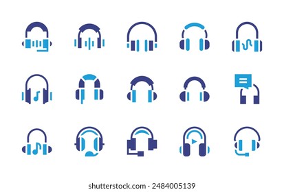 Headphones icon set. Duotone color. Vector illustration. Containing headphone, headphones, musicheadphones.