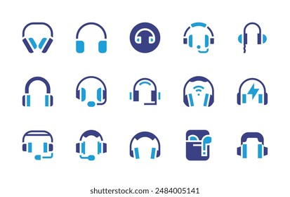Headphones icon set. Duotone color. Vector illustration. Containing headphone, headphones, earphones, music, listen.