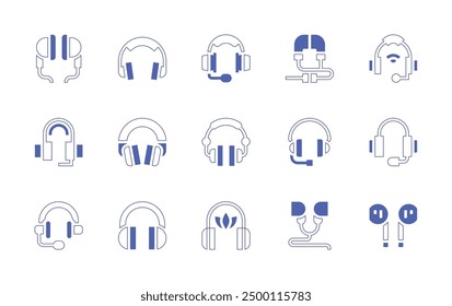 Headphones icon set. Duotone style line stroke and bold. Vector illustration. Containing headphones, earphones, headphone, earphone.