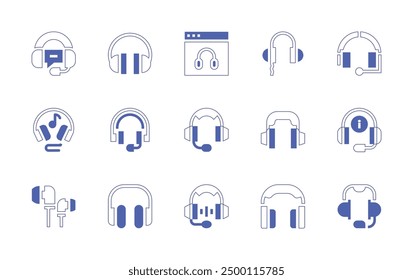 Headphones icon set. Duotone style line stroke and bold. Vector illustration. Containing headphones, headset, audio, headphone.