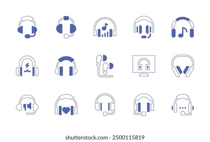 Headphones icon set. Duotone style line stroke and bold. Vector illustration. Containing headphones, headphone, earphones, music.