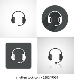 Headphones icon. Set elements for design. Vector illustration.