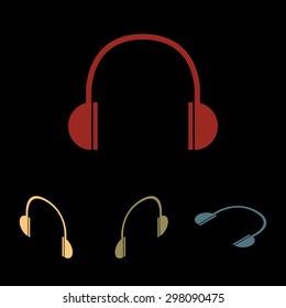 Headphones icon set. Isometric effect