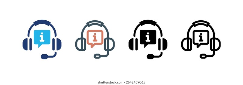 Headphones icon set multiple style collection. Vector illustration.