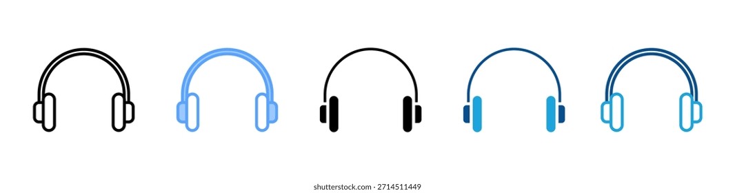 Conjunto de iconos de auriculares colección de estilo múltiple