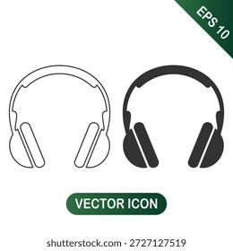Conjunto de iconos de auriculares Esquema y estilo sólido