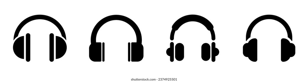 Headphones icon set. Support line or customer support. Hot line with consultant. Customer service. Vector