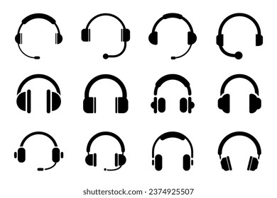 Kopfhörer-Symbol-Set. Support-Linie oder Kundendienst. Hot Line mit Berater. Kundenservice. Vektorgrafik