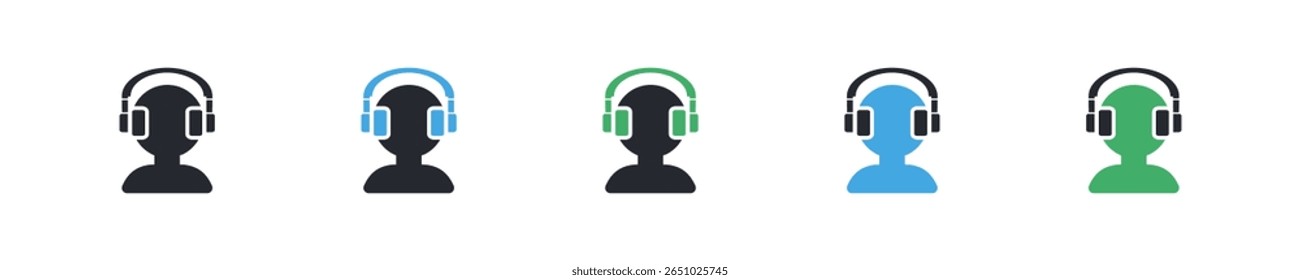 Headphones icon set. Support icon in vector design. Operator graphic sign. Tech support pictogram