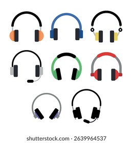 Headphones icon set. Vector illustration.