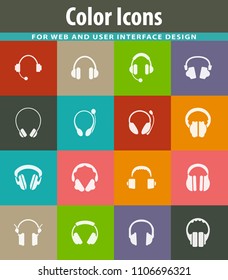 Headphones icon set for web sites and user interface