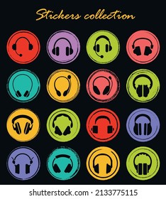 Headphones icon set for web sites and user interface