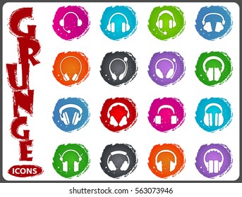 Headphones icon set for web sites and user interface