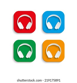 Headphones icon with shadow 