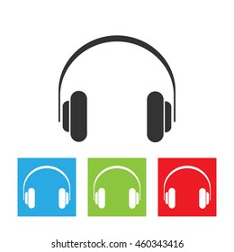 Headphones icon. Simple logo of headphones isolated on white background. Flat vector illustration.