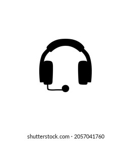 headphones icon   in solid black flat shape glyph icon, isolated on white background 