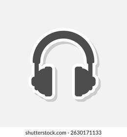 Headphones icon sticker isolated on gray background