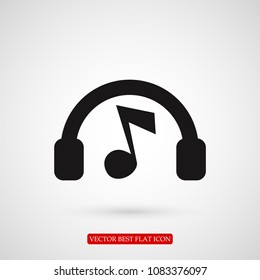 headphones icon, stock vector illustration flat design style