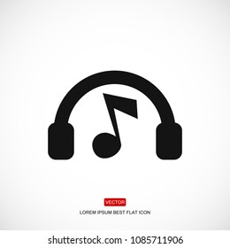 headphones icon, stock vector illustration flat design style