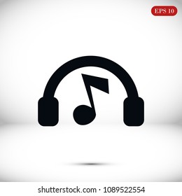 headphones icon, stock vector illustration flat design style