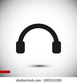 headphones icon, stock vector illustration flat design style