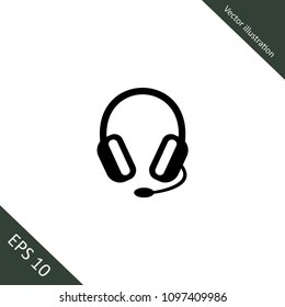 Headphones icon, stock vector illustration
