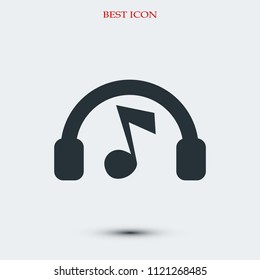 headphones icon, stock vector illustration flat design style