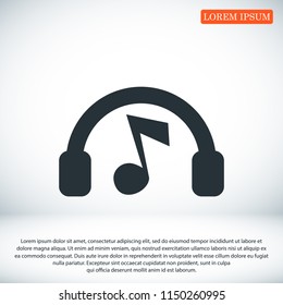 headphones icon, stock vector illustration flat design style