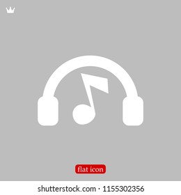 headphones icon, stock vector illustration flat design style