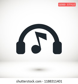 headphones icon, stock vector illustration flat design style