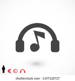 headphones icon, stock vector illustration flat design style