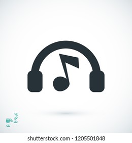 headphones icon, stock vector illustration flat design style