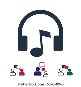 headphones icon, stock vector illustration flat design style