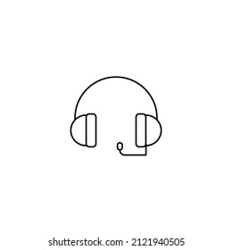 Headphones icon for support or call center service sign isolated on white. operator or dispatcher headphones.
