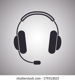 Headphones icon symbol, vector, stereo, listen, music.