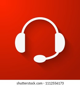 Headphones icon, technology icon. Long shadow style. Vector icon