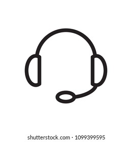 Headphones icon, technology icon. Outline bold, thick line style, 4px strokes rounder edges. Vector illustration